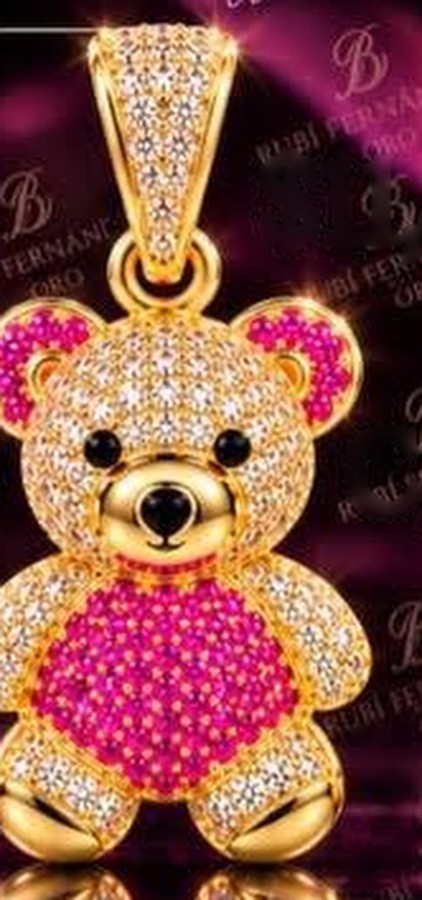 Dije osito fucsia en oro 14K